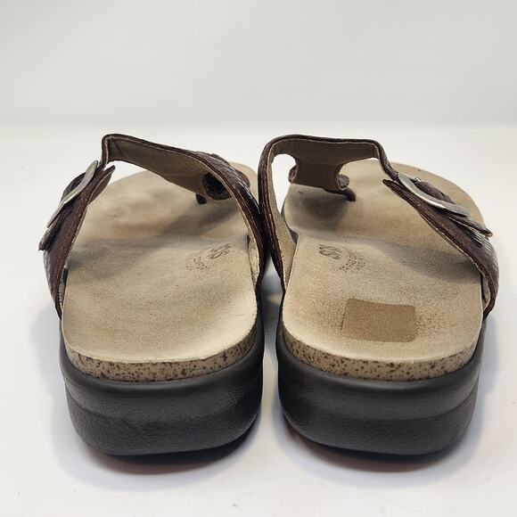 SAS Sanibel Bronze Metallic Leather Toe Post Slide Sandal Size 9.5M Comfort - Picture 7 of 9